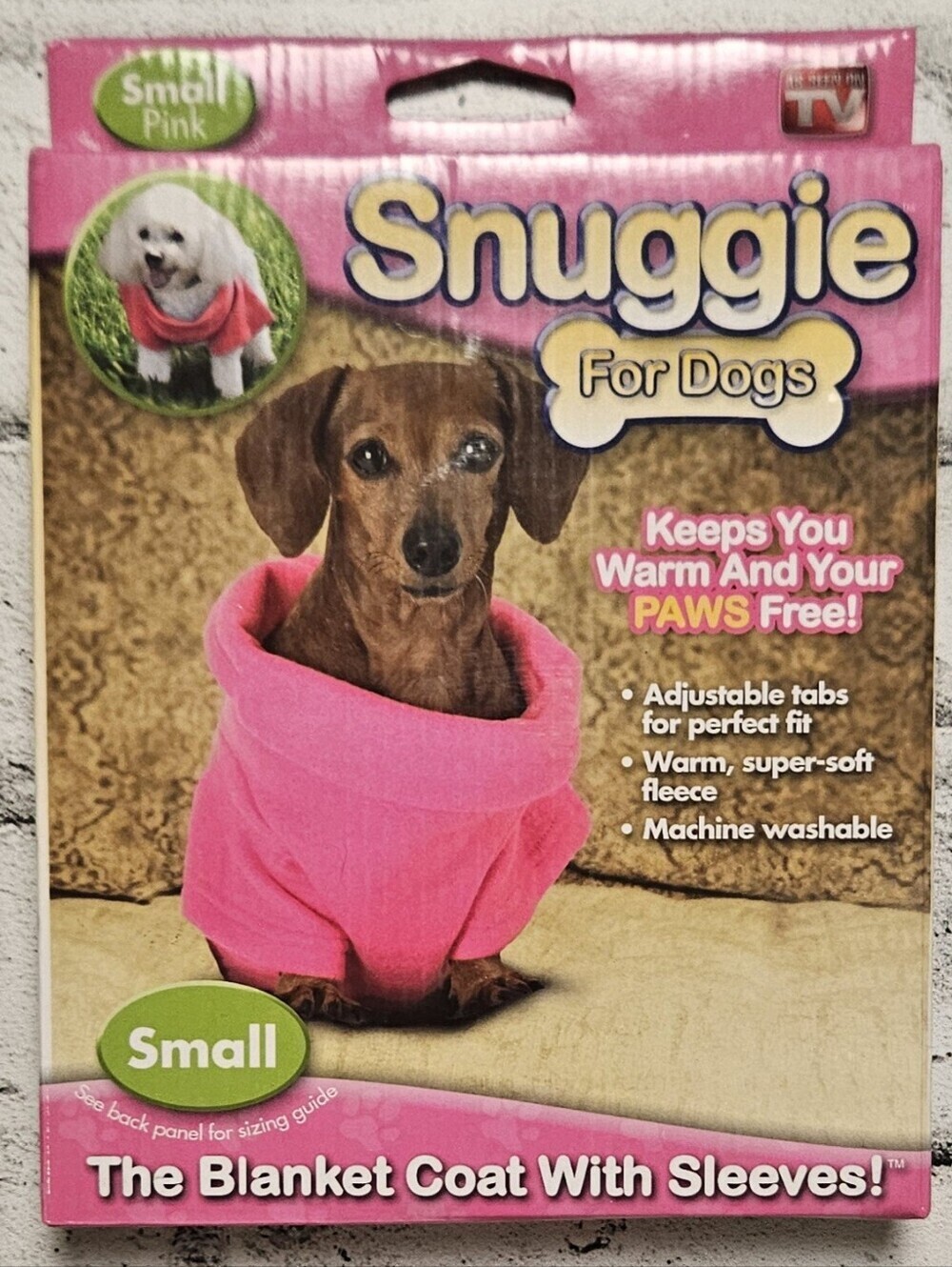 Snuggie Dog Blanket Coat Small Pink As Seen On TV NIB Pet Fleece